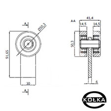 Wzek 2-rolkowy z paskownikiem do profilu 60x60x3,5    P-2M-60E